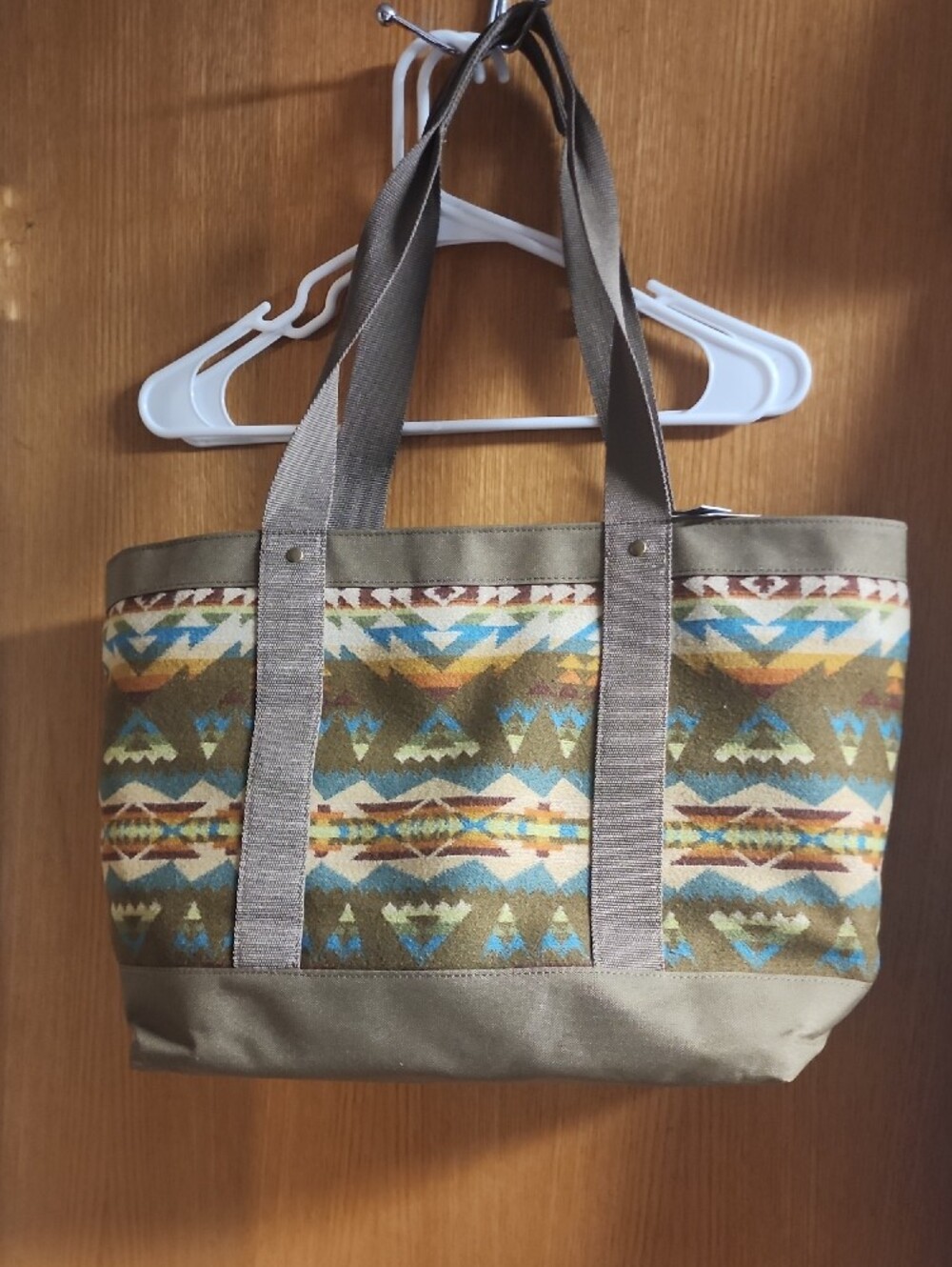 Pendleton Olive Multi Tribal Canvas Tote - Picture 2 of 4